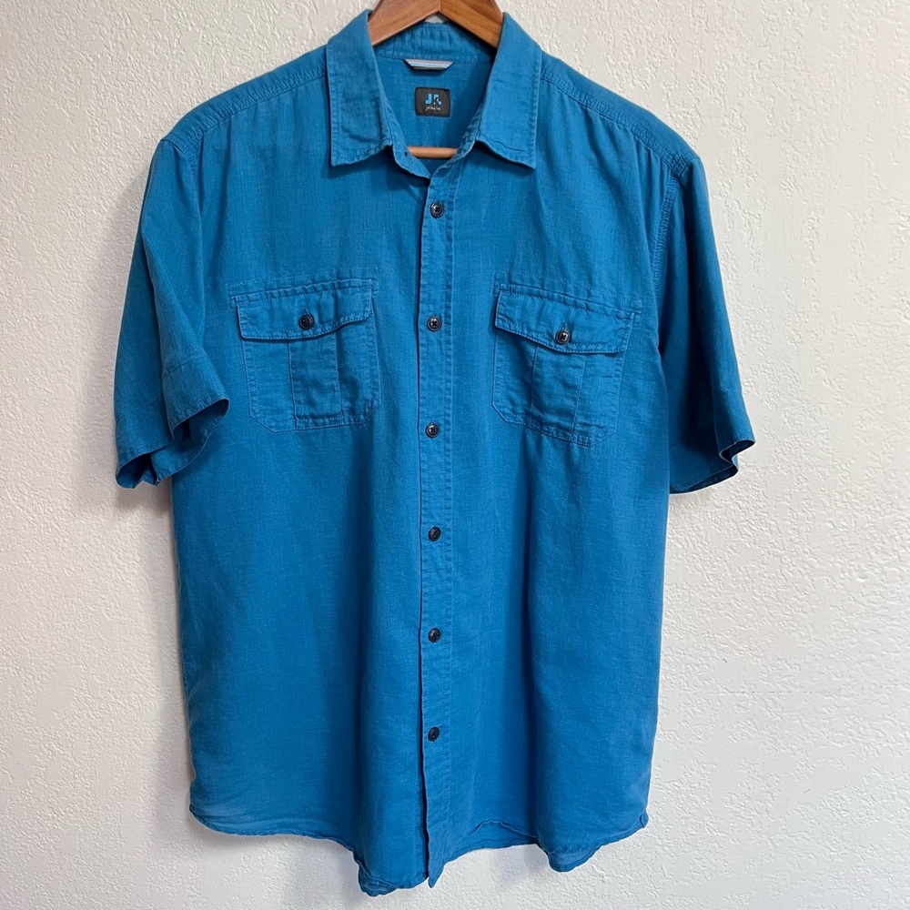 Just Keep Livin Button Down Linen Shirt Men’s Sz L